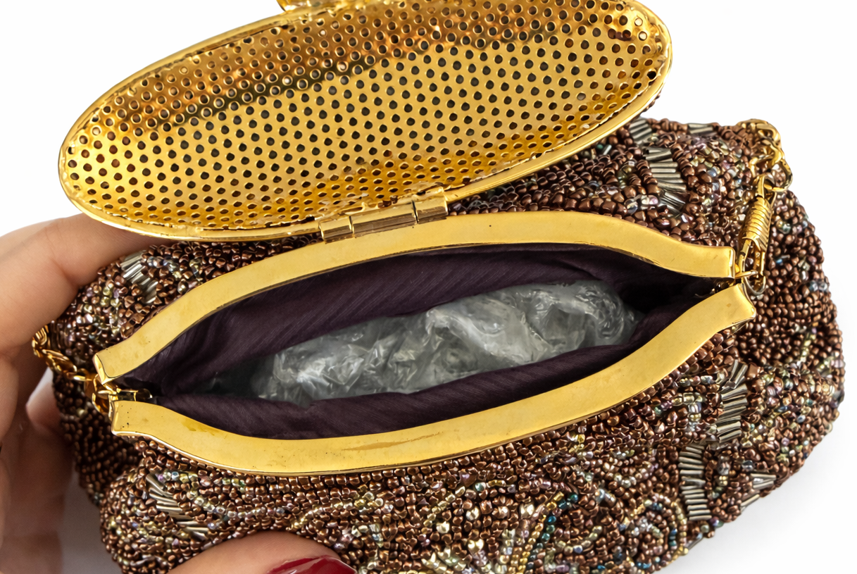 Vintage Bronze Beaded Evening Bag