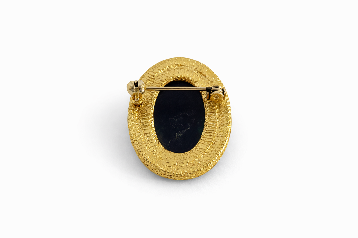 Vintage Black Cameo Brooch with Floral Detail