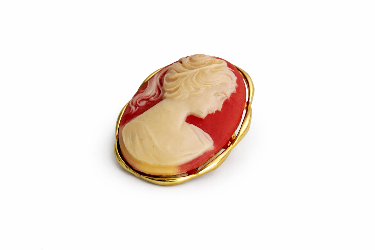 Vintage Red Cameo Brooch