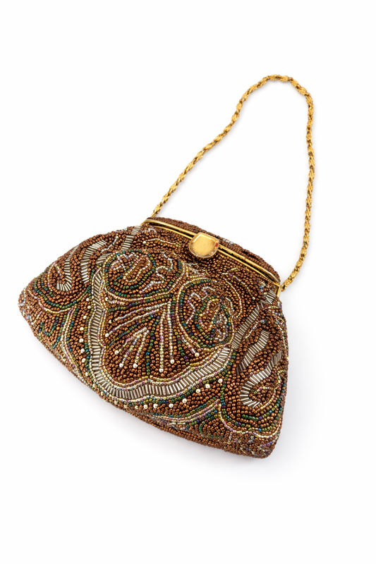 Vintage Bronze Beaded Evening Bag