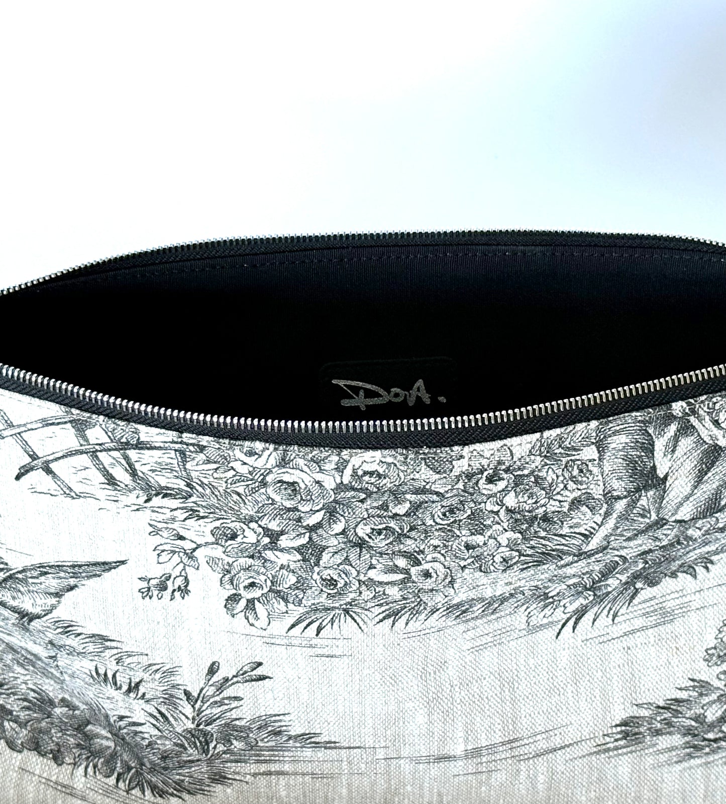 The Black & White Toile Pouch