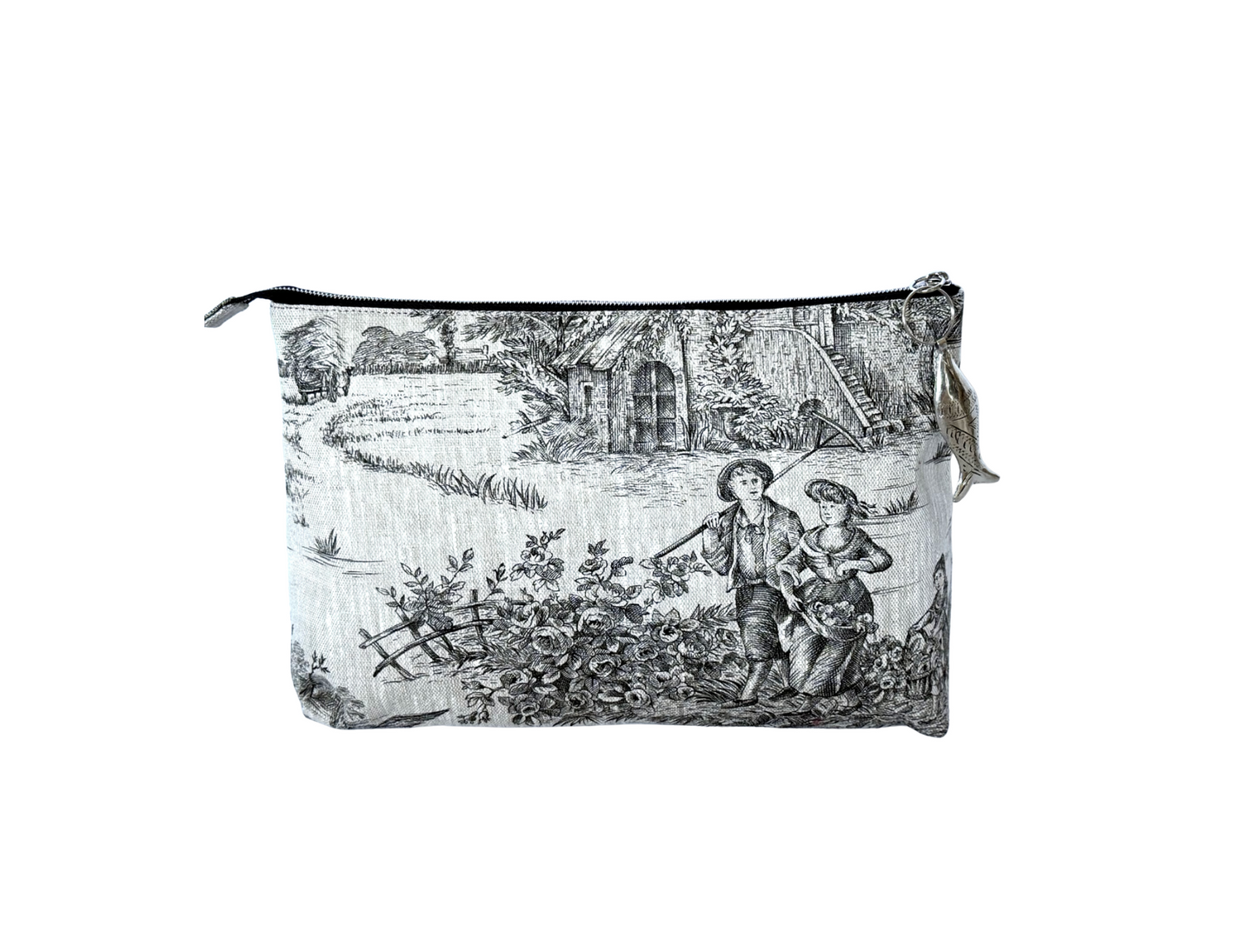 The Black & White Toile Pouch